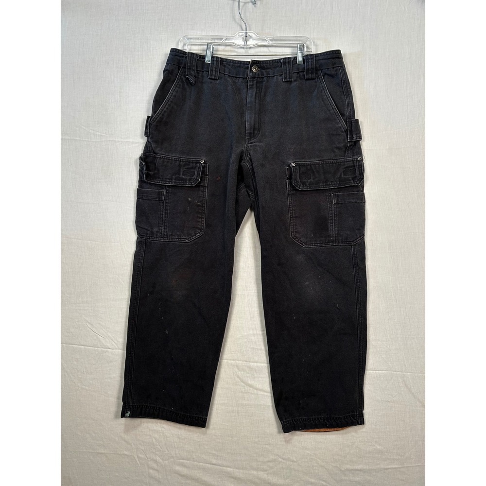 Duluth Trading Co Fire Hose Cargo Pants Mens 38x32 Black Relaxed Fit Workwear